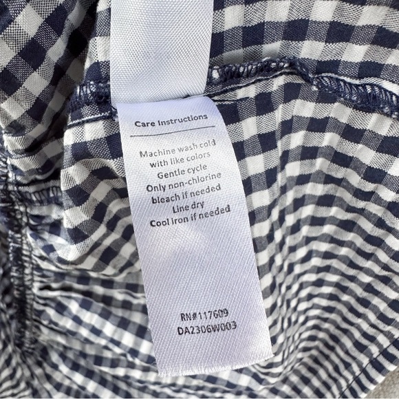 Downeast Navy Gingham Tiered Midi Dress XXL Short Sleeve Cottagecore Preppy - Picture 7 of 11